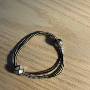 Gold-Tone Multi-Strand Charm Bracelet with White Accent